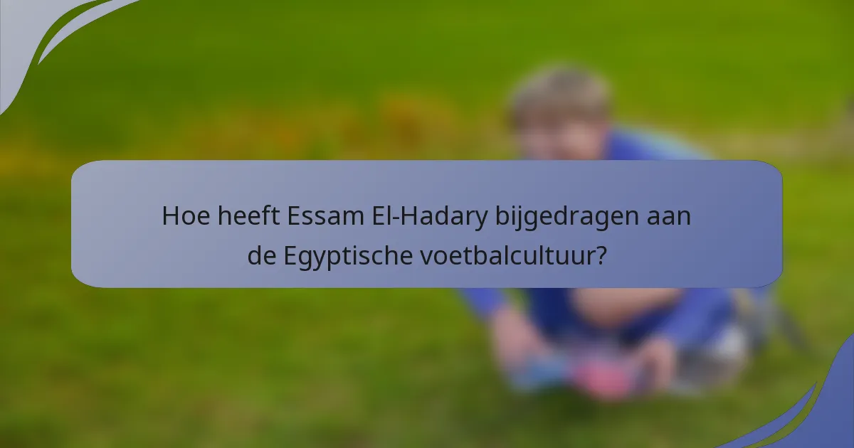 Hoe heeft Essam El-Hadary bijgedragen aan de Egyptische voetbalcultuur?