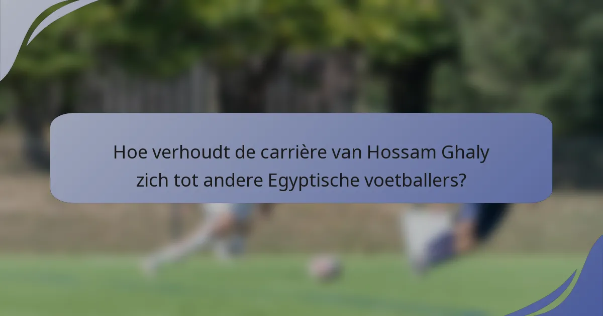 Hoe verhoudt de carrière van Hossam Ghaly zich tot andere Egyptische voetballers?