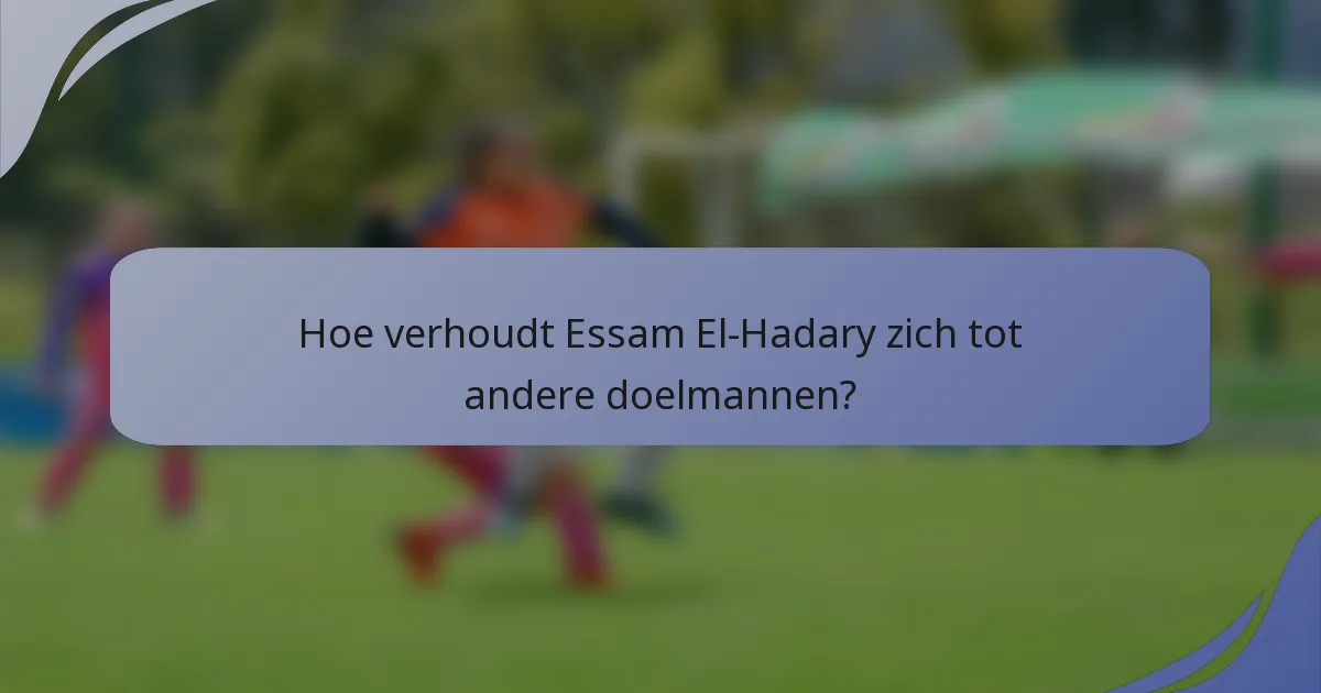 Hoe verhoudt Essam El-Hadary zich tot andere doelmannen?
