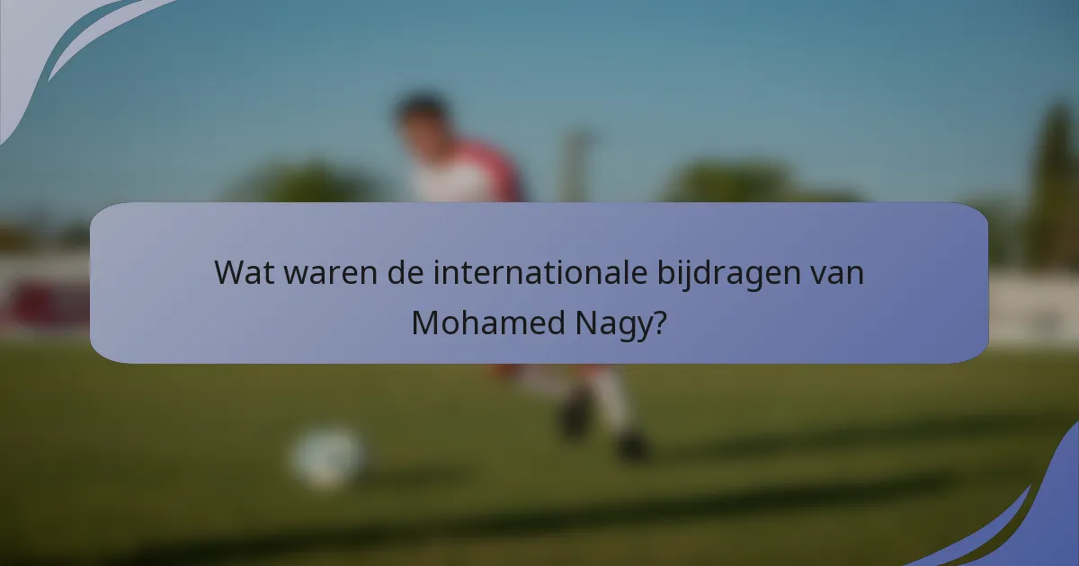 Wat waren de internationale bijdragen van Mohamed Nagy?